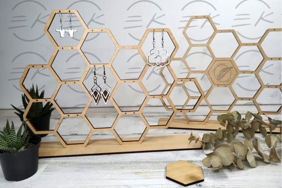 Expositor De Pendientes Con Forma De Colmena Hexagonal Creativo Digital